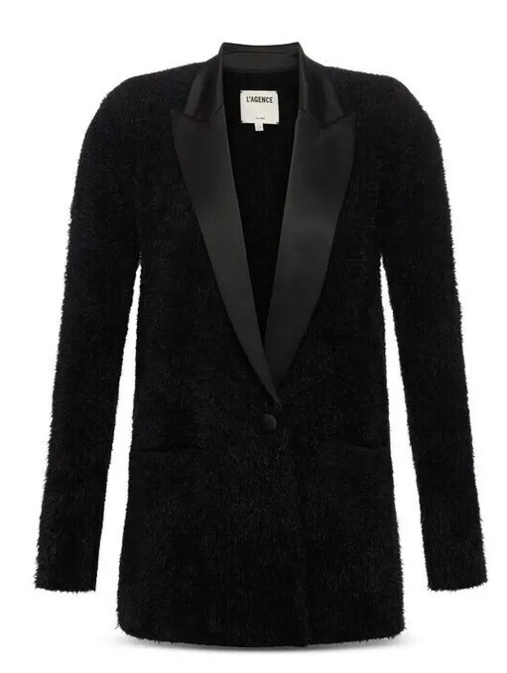 NWT L'Agence Baileigh satin lapel knit blazer black unique so fun love 12 - Picture 9 of 9